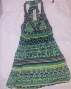 Sky XS green beaded design mini dress